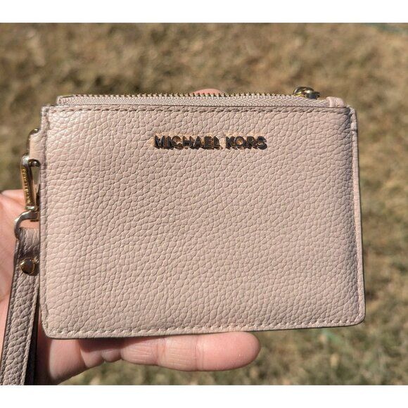 Michael Kors Leather Coin Purse Wristlet With Internal Keychain Pink Gold $78 - Picture 1 of 12